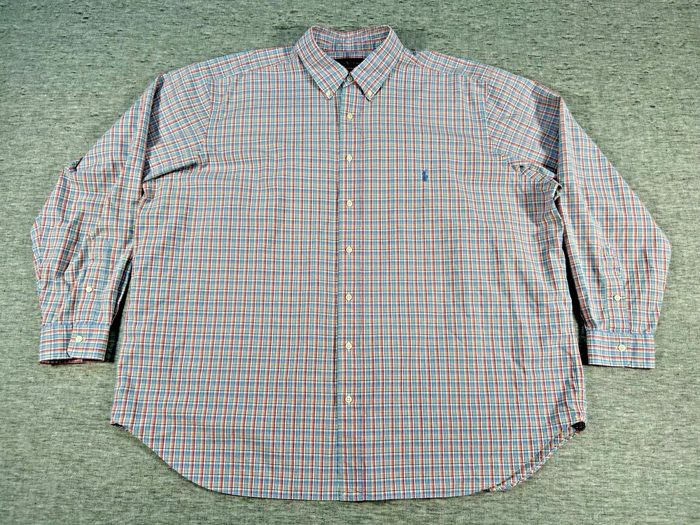 Ralph Lauren Shirt Mens XXLB Cotton Classic Fit Plaid Long Sleeve Button-Up